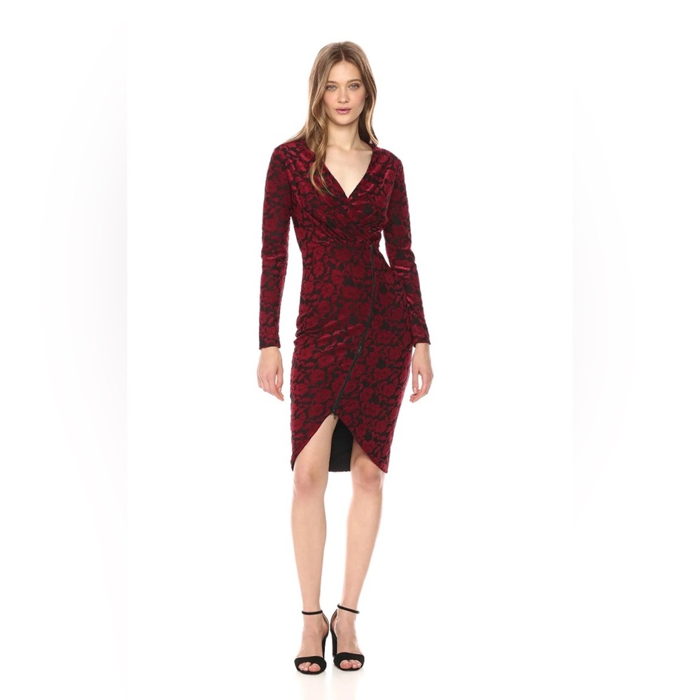 Rachel Rachel Roy Textured Floral Zip Wrap Dress